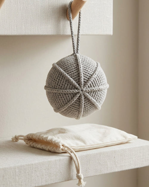 Kwdfg Crochet Hemp Cotton Hollow Wash Ball Warm Gray - Lifestyle view